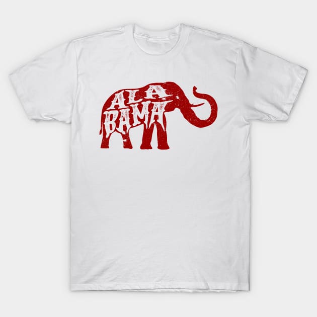 Alabama Elephant - Crimson Distressed T-Shirt by joshp214